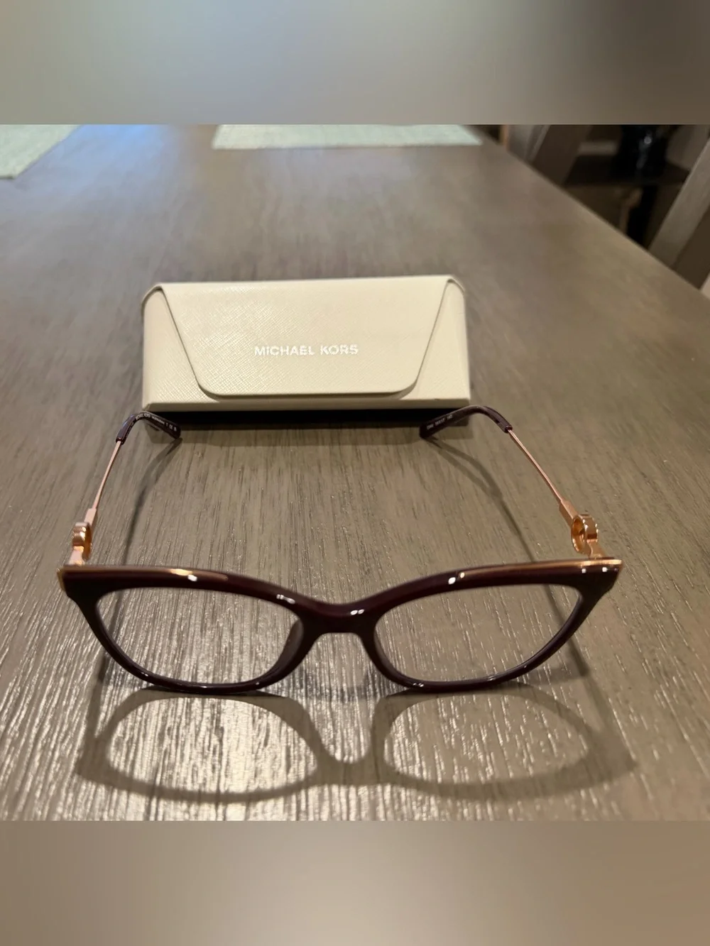 Michael Kors Women's Plum Cat-Eye Glasses frames with Gold Temples